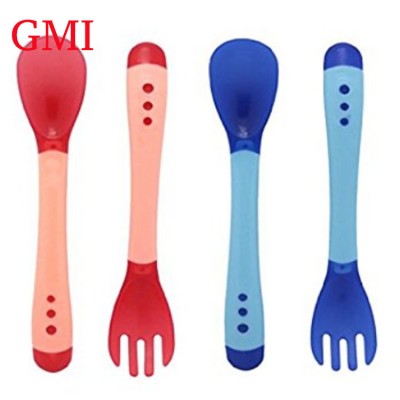 Baby Spoons Set Warm Temperature Food Grade Silicone Spoons & Forks for infants Feeding Dinnerware