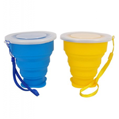 270ml Silicone Folding Cup With Lanyard Outdoor Coffee Cups Retractable Travel