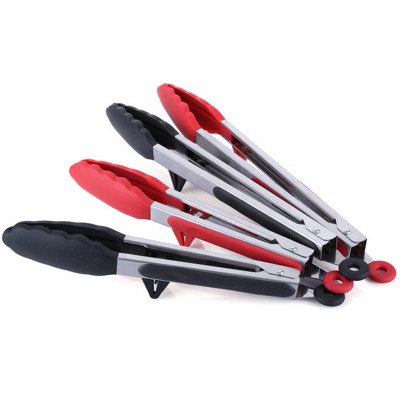 Food grade silicone kitchen serving tongs with holder stand